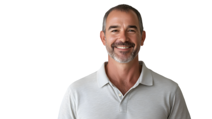 Smiling man in his 30s with sporty polo shirt posing for portrait