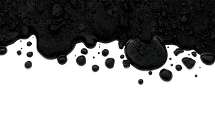 Wet patches in wet blackish rounded pile with texture on plain white background