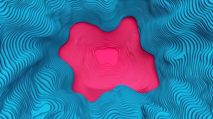 A blue and pink wave with a red center