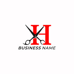 design logo creative letter H and scissors