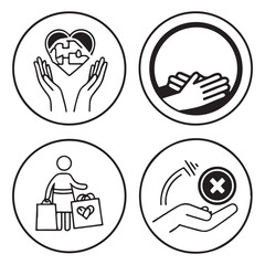 Charity icon set, Share, help care icon collection vector