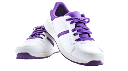 Stylish Purple & White Sport Shoes Isolated on Transparent Background for Athletes and Runners