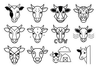 Obraz premium The Black Horned Cow Head Icon is a symbol of agriculture, dairy, and economic development.