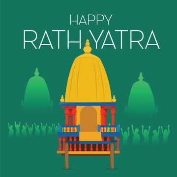 Traditional Indian Rath Yatra Poster Design &ndash; Lord Jagannath, Balabhadra, Subhadra