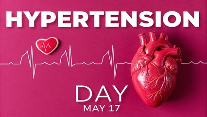 World Hypertension Day, Bold striking hypertension day design with symbolic heart and pressure.