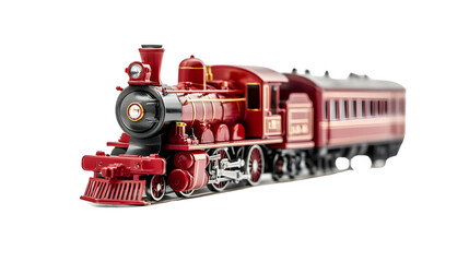 Obraz premium Vibrant Red Toy Train Isolated on Transparent Background - Isolated Classic Toy Locomotive