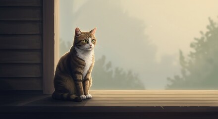 cat sitting on the porch