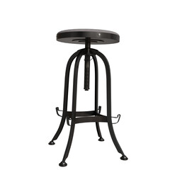 Black metal bar stool with round top