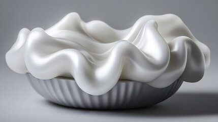 Sculptural Whipped Cream in a Bowl Abstract Food Photography