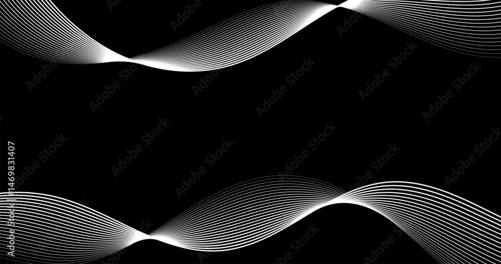 Aufkleber white crossing abstract wavy lines on a black background element design and graphic resource