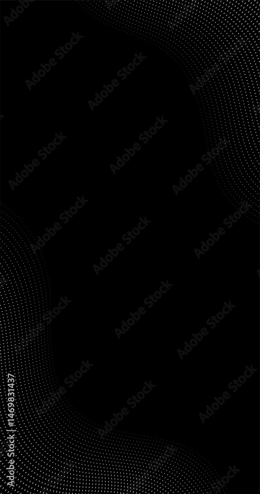 Aufkleber white gradient halftone dots on margin of black background vector texture pattern