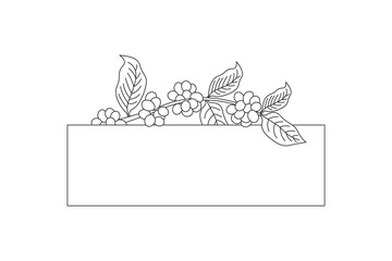Hand Drawn Coffee Plant Frame with Berries and Leaves – Line Art Illustration