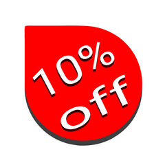Ten Percent Off Sale Red Teardrop Discount Label Graphic Design Element