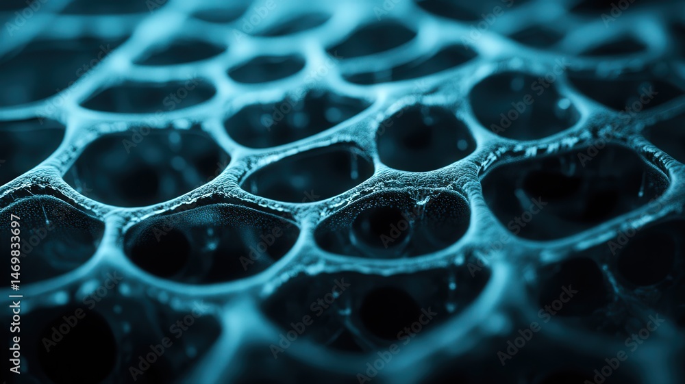 Poster teal patterned bubble texture on dark background