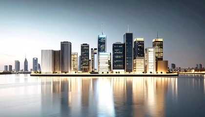 Obraz premium Cityscape Reflecting in Water at Night