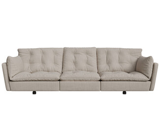 Beige sectional sofa with tufted cushions