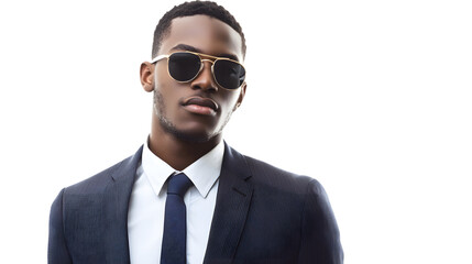 Sleek African American Businessman in Formal Attire Standing Confidently