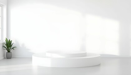 minimalist, white studio background, 3D pedestal, studio lighting, clean, elegant, simple, minimalist, high-quality