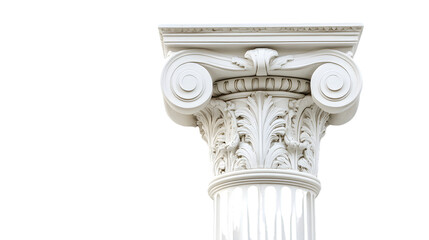 Fototapeta premium Elegant White Greek Column on Isolated White Background for Architecture Design