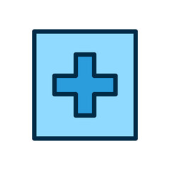 Fototapeta premium Flat Medical Cross Icon – Healthcare Plus Symbol