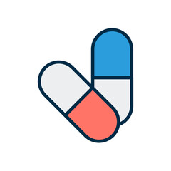 Medical Capsule Icon – Pill and Drug Symbol Flat Style