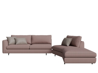 Light mauve corner sectional sofa with chaise lounge