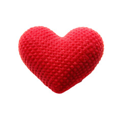 Fototapeta premium Red Knit Heart Pillow: Valentines Day Gift, Love Symbol, Crochet Pattern