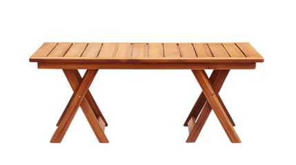 Modern Wooden Outdoor Table Isolated on Transparent Background for Stylish Outdoor Settings