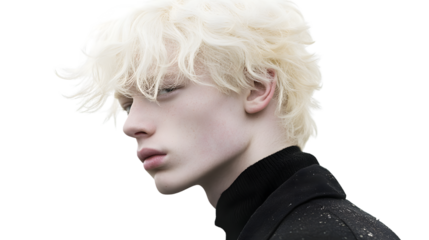 Professional Young Albino Male with Blonde Hair Outdoors Isolated Portrait