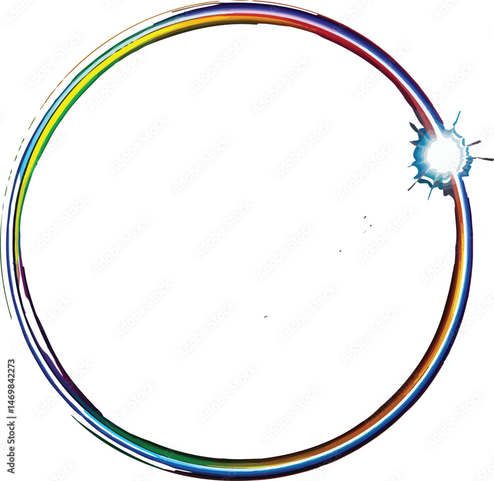 Poster abstract colorful circles and waves vector design with a round frame illustration