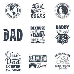 Fototapeta premium Collection of Happy Fathers Day Retro Typography Shirt Design for Dad Vector Art