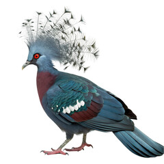 Victoria crowned pigeon isolated on transparent background