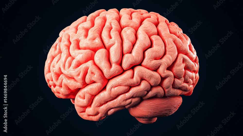 Aufkleber workflow for result and conclusion. brain illustration with intricate details on a dark background.