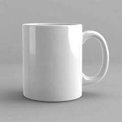 White mug standing on gray background representing simplicity and minimalism