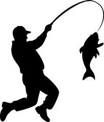 black and white  silhouette  man fishing  rod and  (1).eps