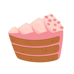 Cartoon Slice of Chocolate Cake with Pink Frosting and Sprinkles