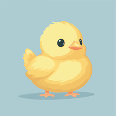 Cute Cartoon Chick Illustration Vector Isolated On A Light Blue Background Spring Easter Design Element