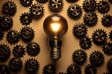 light bulb with gears