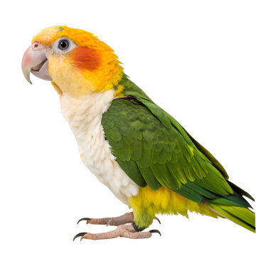 White bellied caique isolated on transparent background