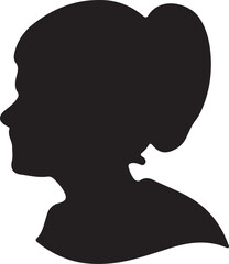 Silhouette of a Woman: A classic, elegant profile of a woman with her hair styled in a neat bun, offering a timeless representation of beauty, simplicity, and refined aesthetic.