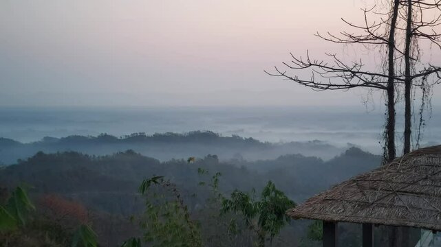 Beautiful Mountain Landscape from Alutila, Sajek Valley, Bangladesh with Misty Hills and Green Forests