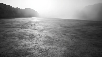 Textured Monochromatic Landscape Diffused Light Blurred Mountains Bright Sky Peaceful Nature Background