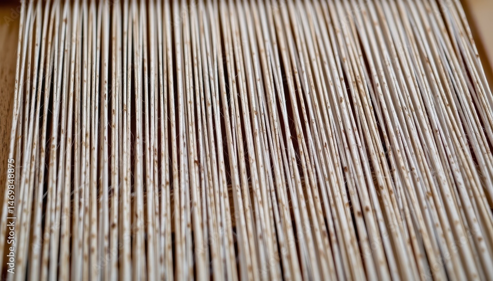 Poster close-up view of intricate woven lines creating a patterned texture in natural materials