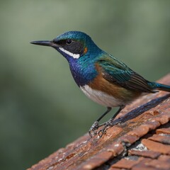 Obraz premium Blue-throated Mountain-gem on Roof Tile