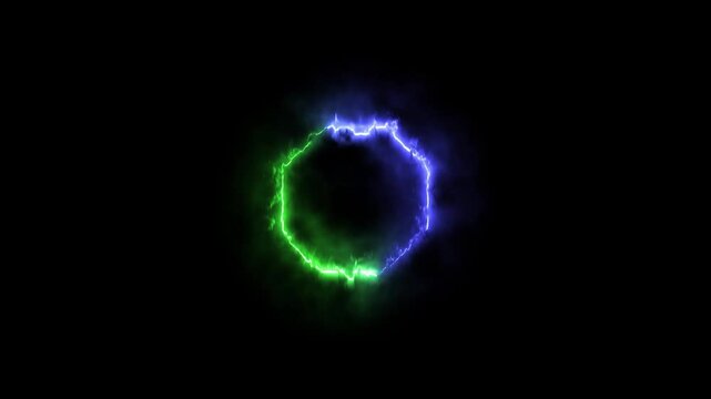 fire circle animation on black background. 4k video motion.