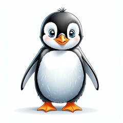 Obraz premium Cute penguin digital clipart centered on plain white background