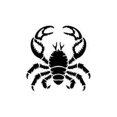 Stylized crab silhouette on white backdrop creating an isolated image