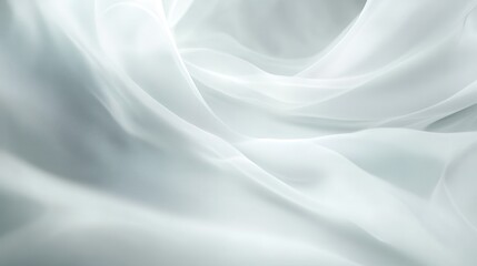 Obraz premium White Sheer Fabric Draped in Soft Waves, Elegant and Smooth Texture
