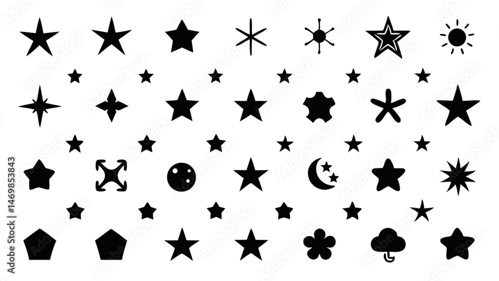 Poster stylized shooting stars line icons designed as minimal vector pictograms ideal for ui ux web design 