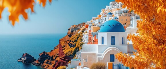 Autumnal Aegean Village by the Sea